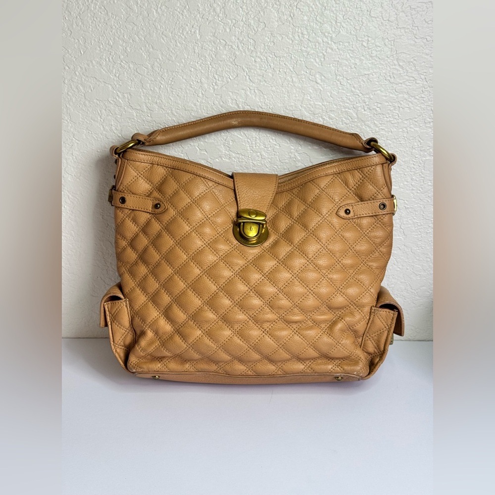 MARC JACOBS Tan Quilted Leather Handbag Made in Italy - Picture 1 of 14